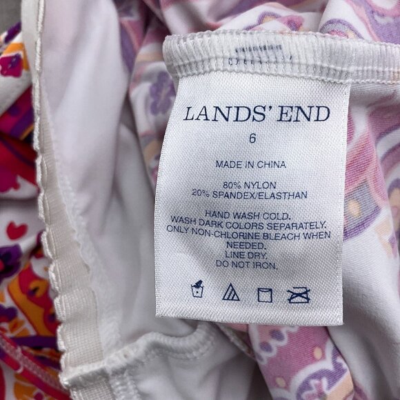Lands‎ End Tankini Women 6 Purple Pink Paisley Drawstring Tie Underwire Bra - Picture 5 of 7